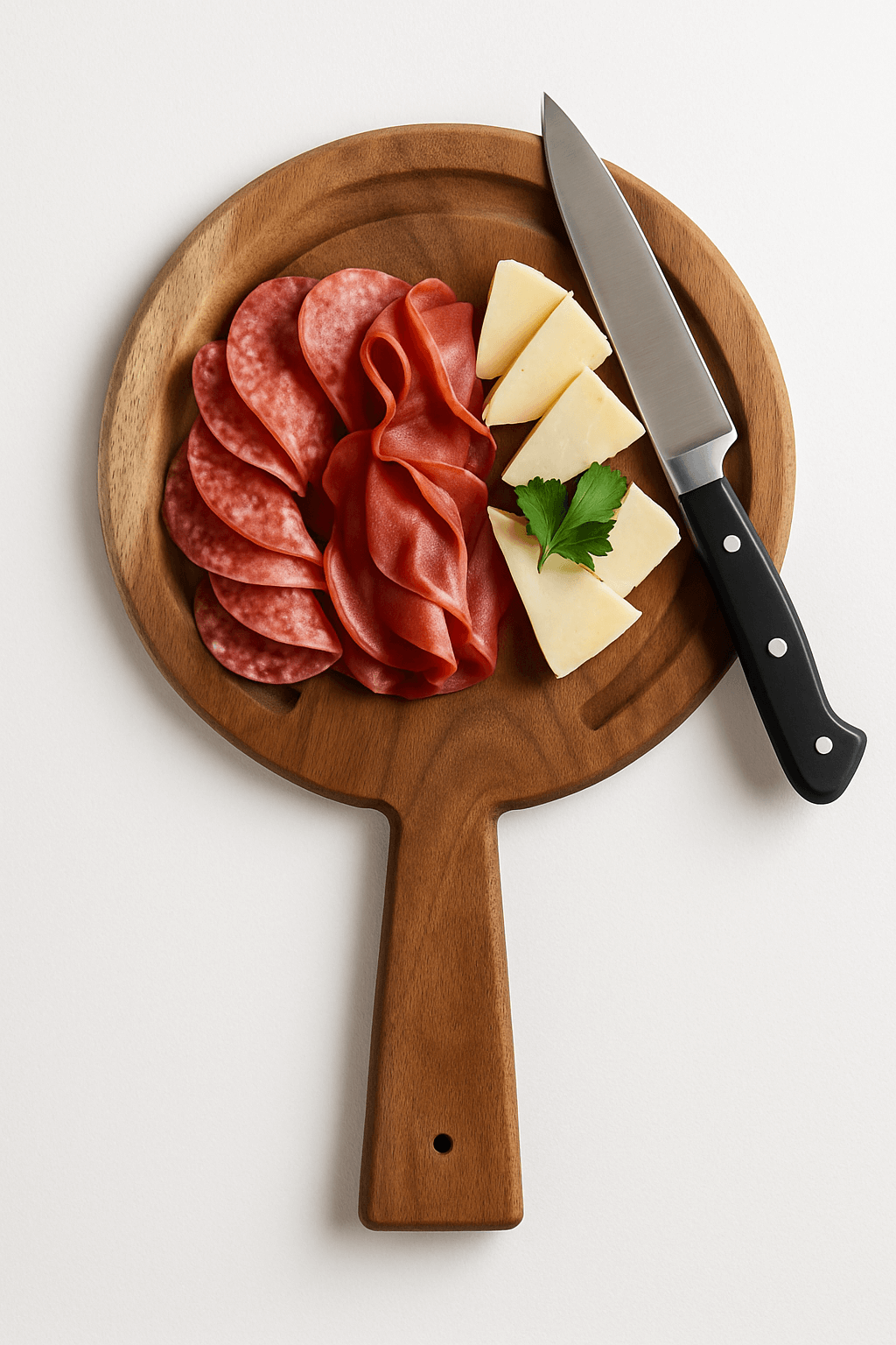 Tabla de madera para cocina circular con mango — Parota Premium